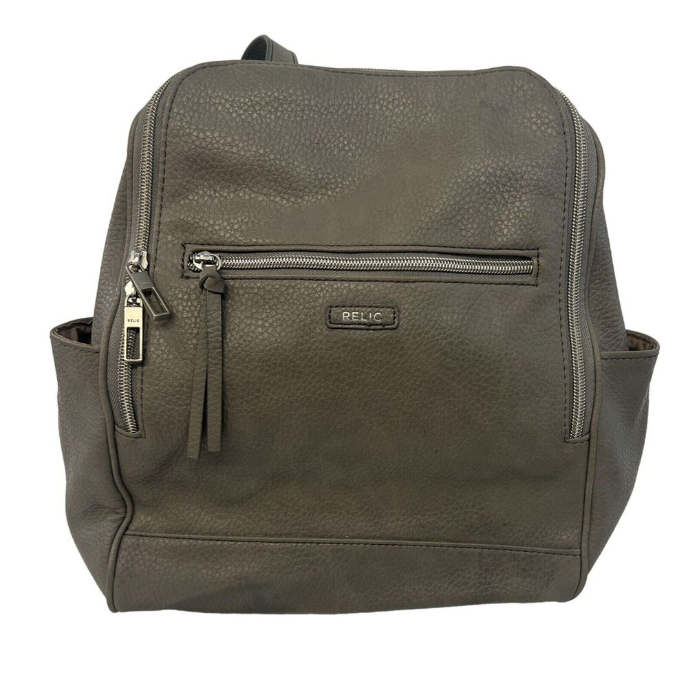 Relic Fossil Gray‎ Pebbled Backpack Adjustable Straps Multiple Pockets & Zipper